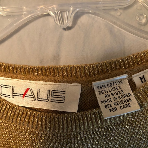 Metallic Gold knit sweater top - Picture 4 of 4